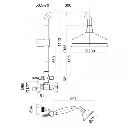 Душевая система Webert Armony AM760405010 Золото латунь на стену