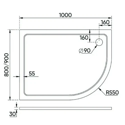 Душевой поддон из искусственного камня Veconi Tezeo 100x90 L TZ11L-10090A-01-19C3 Белый