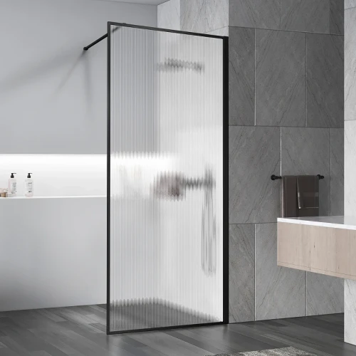 Душевая перегородка Vincea Walk-In 120 VSW-1HP120FLB профиль Черный матовый стекло рифленое