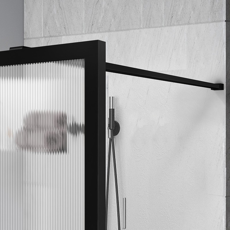 Душевая перегородка Vincea Walk-In 120 VSW-1HP120FLB профиль Черный матовый стекло рифленое