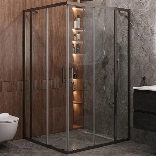 Душевой уголок Cezares Molveno 120x110 MOLVENO-AH-22-120/110-C-GM-IV Оружейная сталь стекло прозрачное