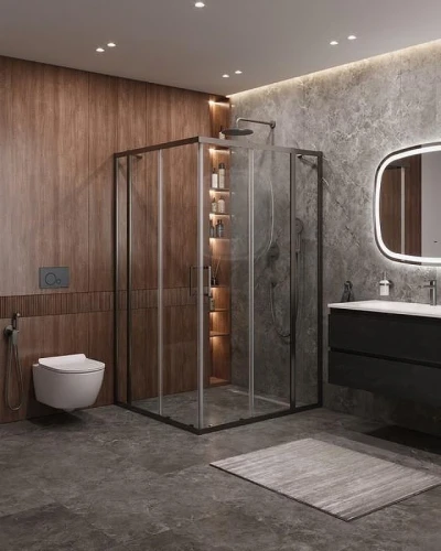 Душевой уголок Cezares Molveno 120x110 MOLVENO-AH-22-120/110-C-GM-IV Оружейная сталь стекло прозрачное