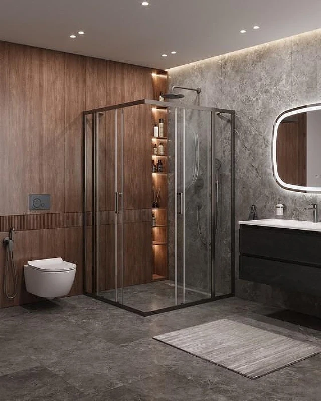 Душевой уголок Cezares Molveno 120x110 MOLVENO-AH-22-120/110-C-GM-IV Оружейная сталь стекло прозрачное