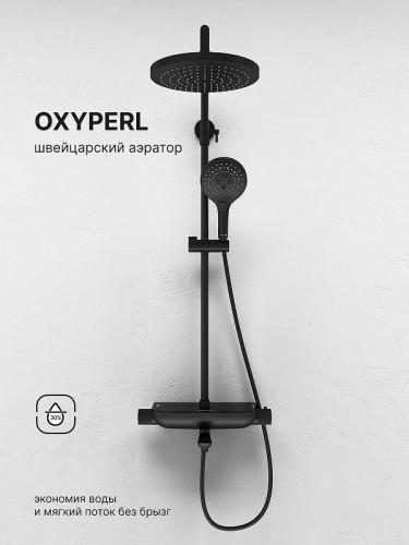 Душевая система Abelsberg Lineara SNS52791MB с термостатом цвет Вулканический черный