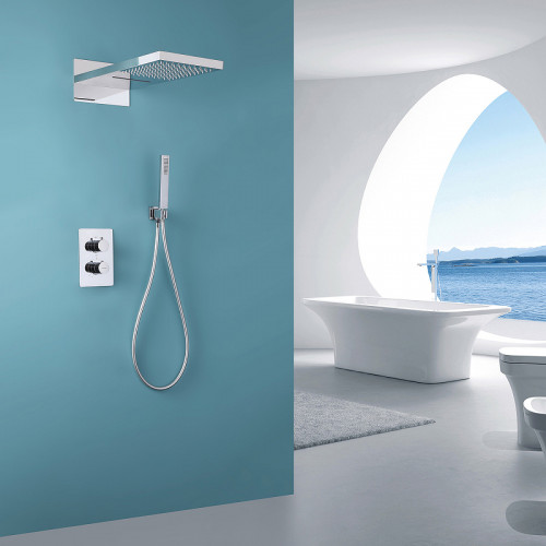 Душевая система Abber Weiss Insel AF8052 с термостатом Хром латунь встраиваемый