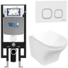 Комплект унитаза с инсталляцией WeltWasser AMBERG 497 + ODENBACH 004 GL-WT + AMBERG RD-WT 10000006654 цвет Белый глянцевый с сиденьем Микролифт и клавишей смыва цвет Белый