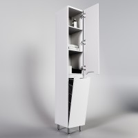 Шкаф пенал Style Line Марелла 30 Люкс Plus СС-00002421 с бельевой корзиной Белый матовый антискрейтч МДФ / ЛДСП