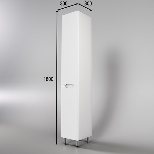 Шкаф пенал Style Line Марелла 30 Люкс Plus СС-00002421 с бельевой корзиной Белый матовый антискрейтч МДФ / ЛДСП