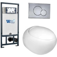 Комплект унитаза с инсталляцией WeltWasser MARBERG 507 + JECKENBACH 004 GL-WT + MAR 507 RD-CR 10000006968 цвет Белый глянцевый с сиденьем Микролифт и клавишей смыва цвет Хром