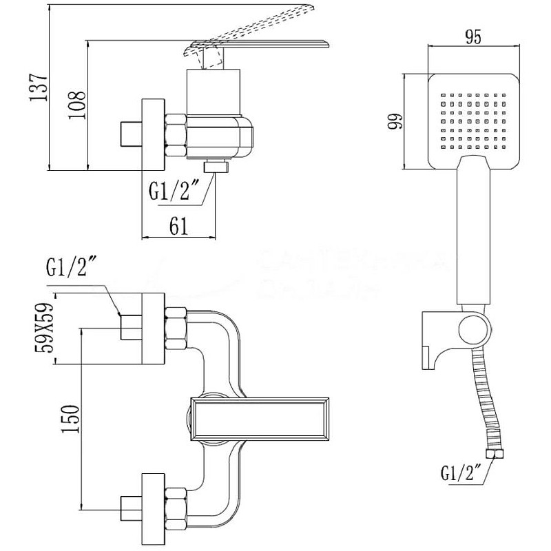 Смеситель для душа Savol S-600107T цвет Хром