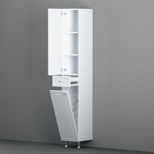 Шкаф пенал Damixa RedBlu Palace One 30 M41CSR0303WG с бельевой корзиной Белый МДФ / ЛДСП