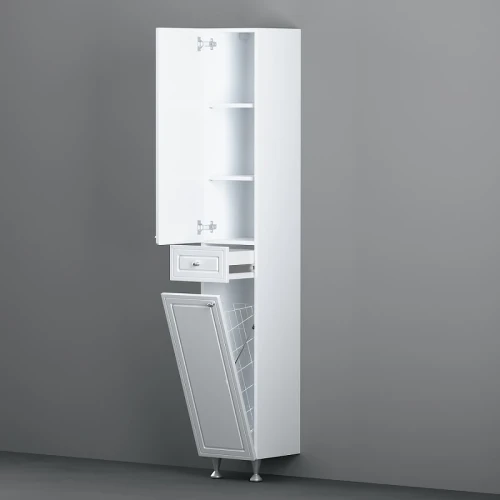 Шкаф пенал Damixa RedBlu Palace One 30 M41CSR0303WG с бельевой корзиной Белый МДФ / ЛДСП
