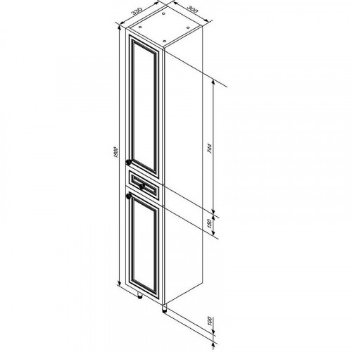 Шкаф пенал Damixa RedBlu Palace One 30 M41CSR0303WG с бельевой корзиной Белый МДФ / ЛДСП