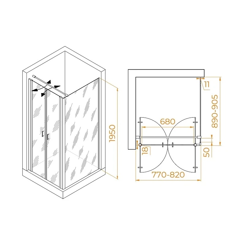 Душевой уголок RGW Passage 80x90 060814489-014 профиль цвет Черный стекло прозрачное