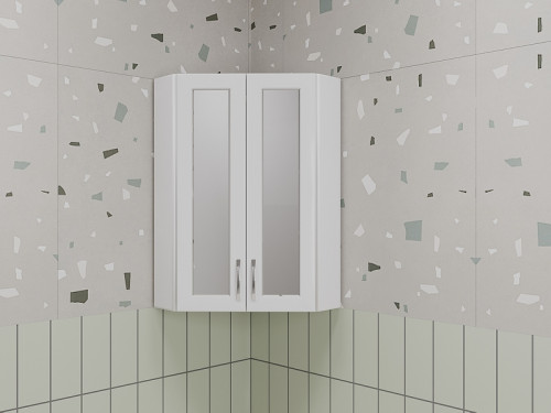 Подвесной шкаф Style Line Эко Стандарт 65 ЛС-00002331 угловой Белый глянцевый МДФ / ЛДСП, стекло