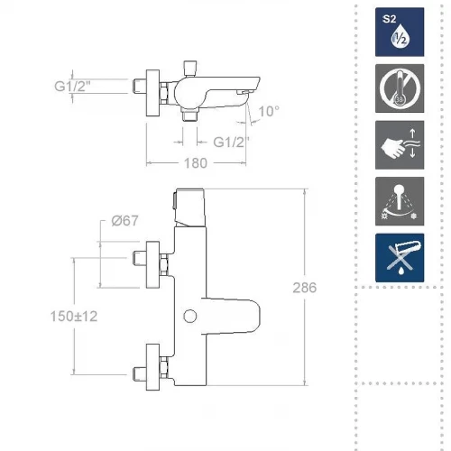 Смеситель для ванны Ramonsoler Tzar 340501BTNM Черный матовый
