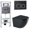 Комплект унитаза с инсталляцией WeltWasser AMBERG 506 ST + MERZBACH 043 GL-BL + AMBERG RD-BL 10000012191 цвет Черный глянцевый с сиденьем Микролифт и клавишей смыва цвет Черный