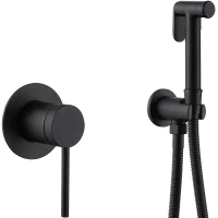 Гигиенический душ со смесителем Abber Emotion AF8825B Черный матовый латунь встраиваемый