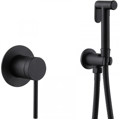 Гигиенический душ со смесителем Abber Emotion AF8825B Черный матовый латунь встраиваемый