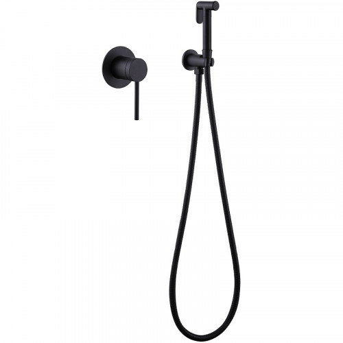 Гигиенический душ со смесителем Abber Emotion AF8825B Черный матовый латунь встраиваемый