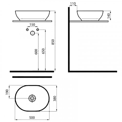 Раковина-чаша Bien Motto 50 MTLG05001FD0P3000 Бежевая матовая фарфор накладная