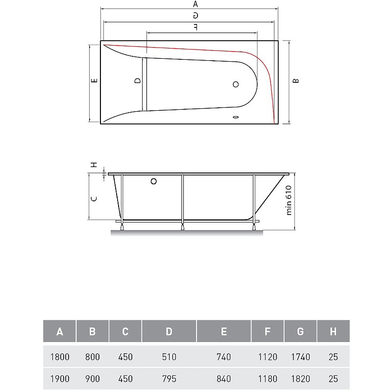 Акриловая ванна Vayer Boomerang 190x90 R Гл000010854 без гидромассажа