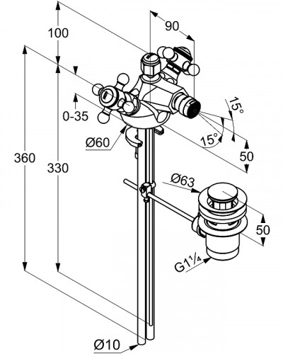 Смеситель для биде Kludi Adlon 512110520 Хром латунь