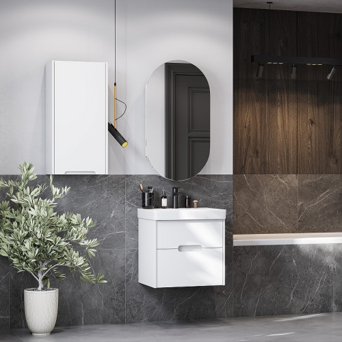 Подвесной шкаф Aquaton Оливия 35 L 1A254703OL01L Белый матовый МДФ / ЛДСП