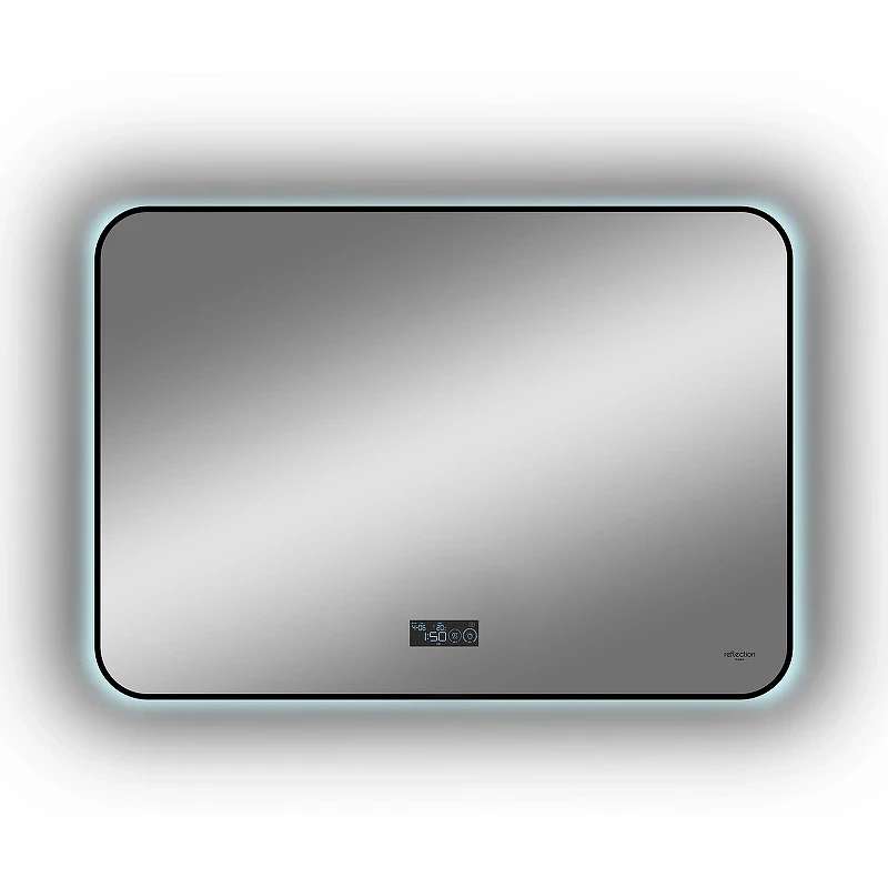Зеркало Reflection Shadow 800х600 RF5733SH с подсветкой Черное с сенсорным выключателем, диммером, подогревом и часами МДФ / ЛДСП, стекло