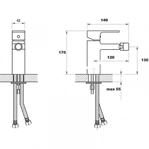 Смеситель для биде Bronze de Luxe Grani W980 Хром латунь