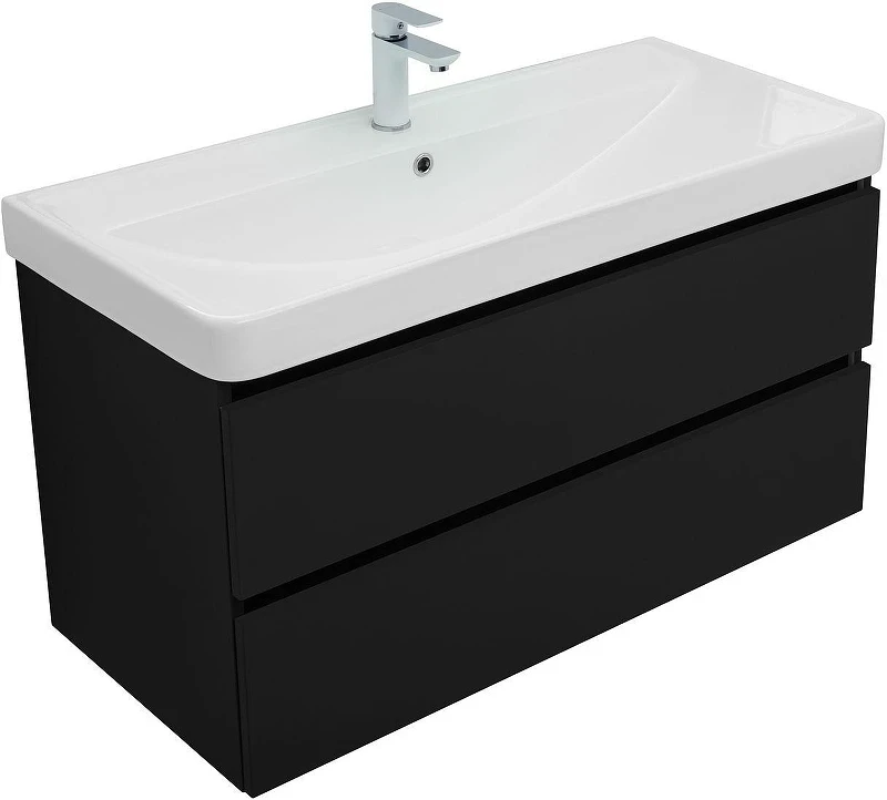 Тумба с раковиной Aquanet Вега 2.0 100 344745 подвесная цвет Черный