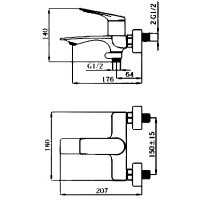Смеситель для ванны Haiba HB60816-3 Оружейная сталь латунь на стену однорычажный