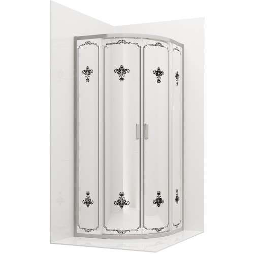 Душевой уголок Ambassador Royal 100x100 18015105 профиль Хром стекло белое с рисунком