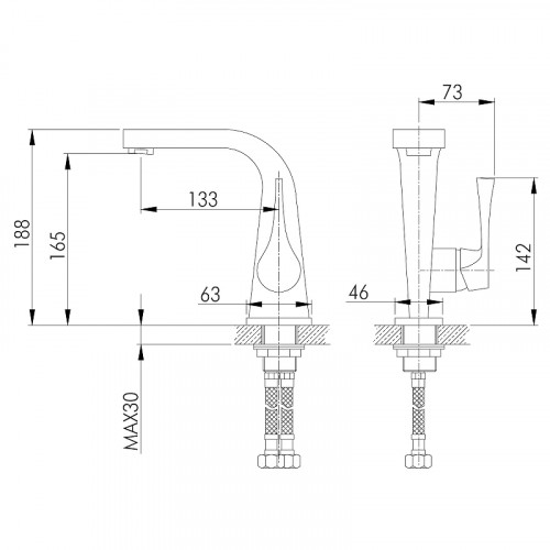 Смеситель для раковины Rossinka RS34-12U