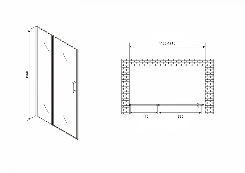 Душевая дверь Abber Sonnenstrand 120 AG04120BS профиль Черный стекло прозрачное