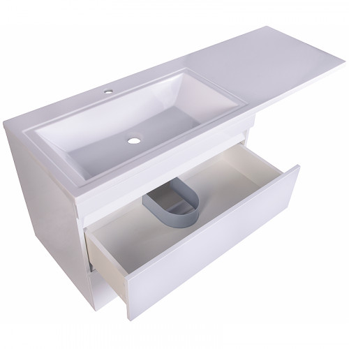 Тумба под раковину Style Line Даллас Люкс Plus 140 L СС-00002386 подвесная Белая МДФ / ЛДСП