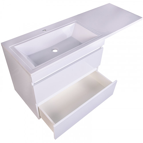 Тумба под раковину Style Line Даллас Люкс Plus 140 L СС-00002386 подвесная Белая МДФ / ЛДСП