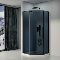 Душевой уголок Black&amp;White Stellar Wind S815 BG 90x90 815900G профиль Черный матовый стекло серое