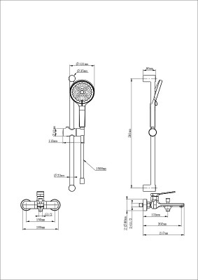 Смеситель для ванны Wonzon &amp; Woghand WW-C2036-MB цвет Черный матовый