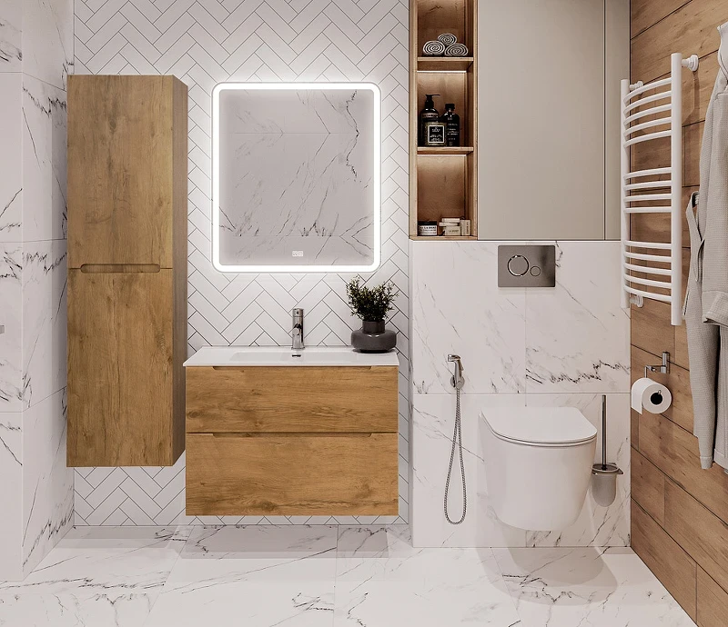 Тумба под раковину BelBagno Etna-H60 90 ETNA-H60-900-2C-SO-RN-P подвесная Rovere Nature МДФ / ЛДСП