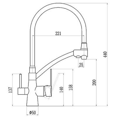 Смеситель для кухни D-Lin D159317-A Черный матовый латунь