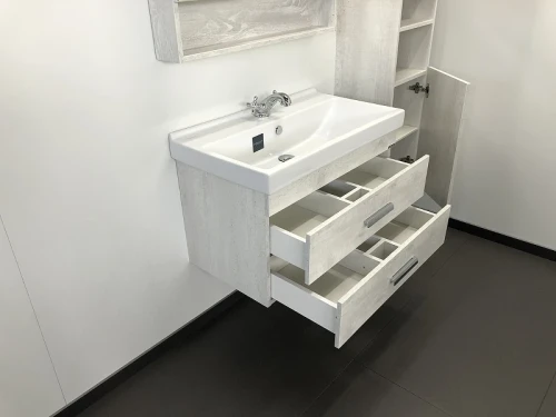 Тумба с раковиной Comforty Никосия 80 00004138839 подвесная Дуб белый МДФ / ЛДСП