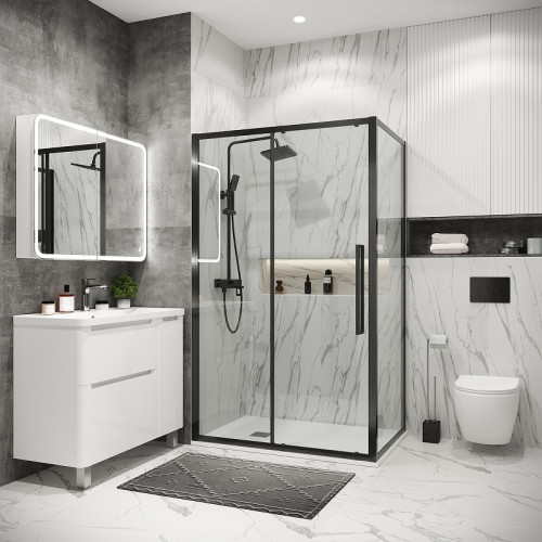 Душевой уголок Grossman Cosmo 120х80 120.K33.02.1280.42.00 профиль Графит сатин стекло прозрачное