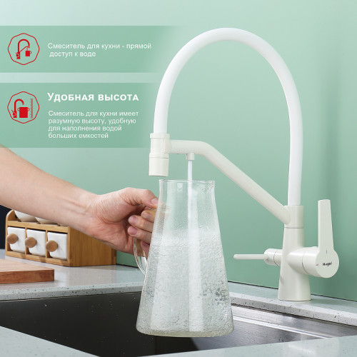 Смеситель для кухни Raglo R80.62.08 Белый матовый латунь