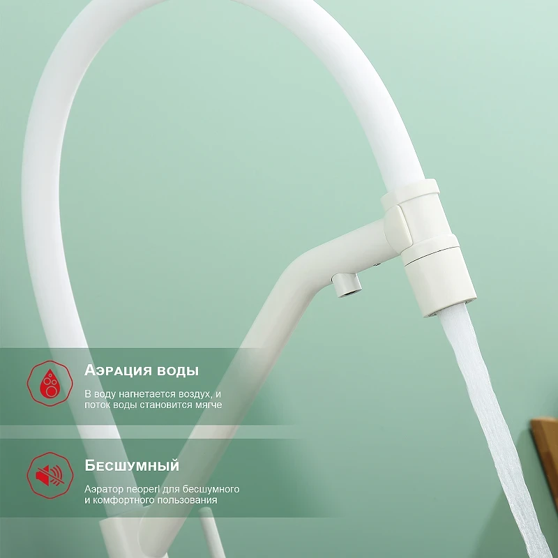 Смеситель для кухни Raglo R80.62.08 Белый матовый латунь