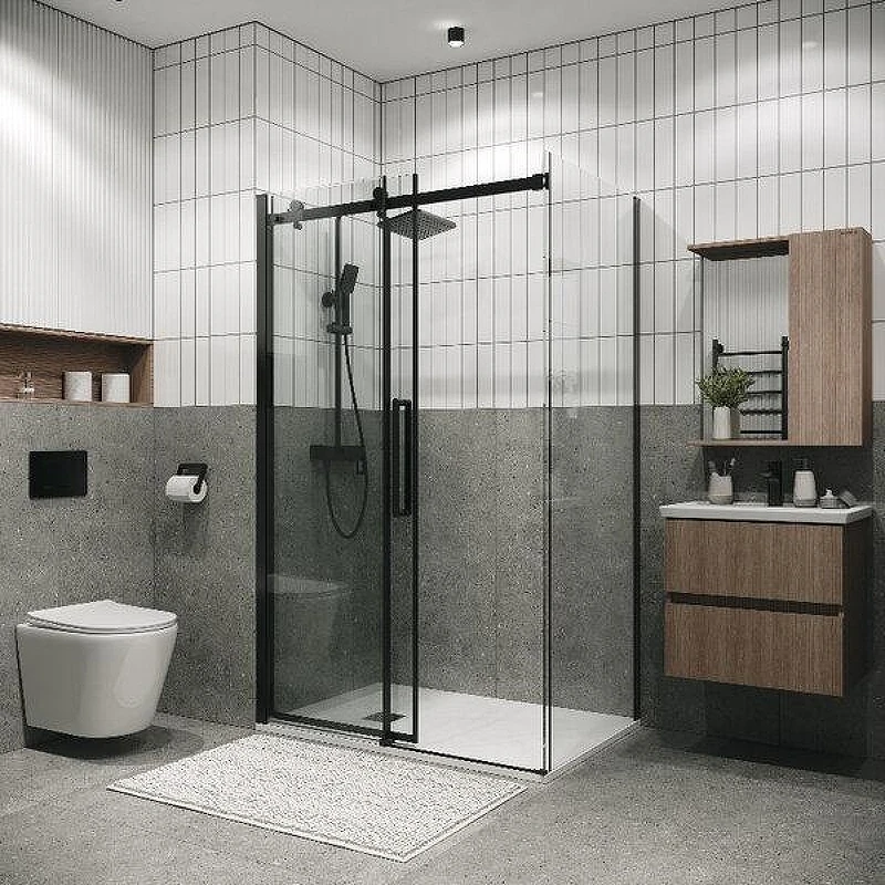 Душевой уголок Grossman Classic 140x70 120.K33.04.1470.21.00 профиль Черный матовый стекло прозрачное
