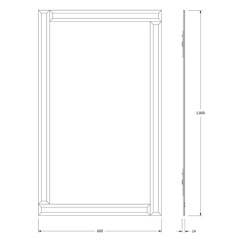 Зеркало Evoform Style 100x60 BY 0831 с зеркальным обрамлением - цвет Графит стекло
