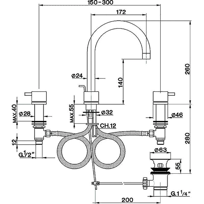 Смеситель для раковины Cisal Less New LN00106040 Черный матовый