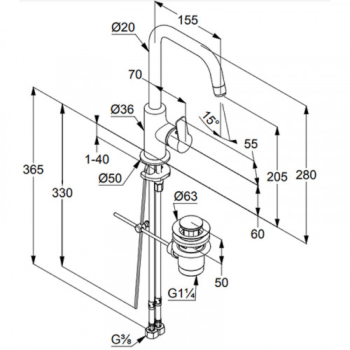 Смеситель для раковины Kludi Pure Easy 370230565 Хром латунь