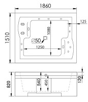 Акриловая ванна Gemy 186х151 G9052 II B R с гидромассажем